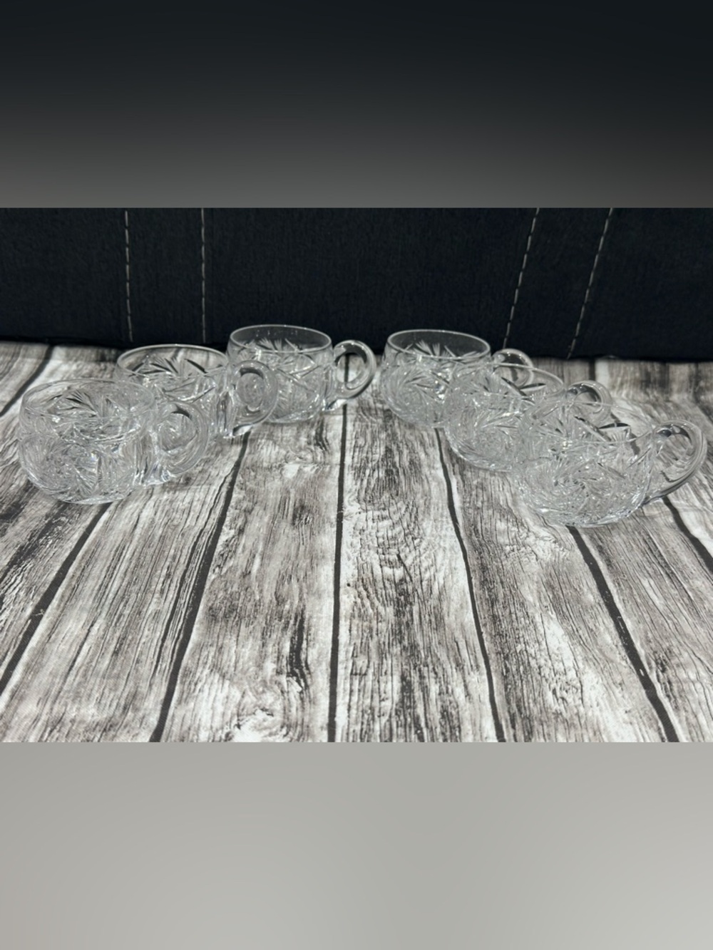 American Brilliant Cut Glass Punch Cups ABCG Set Of 6